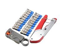 22PCs Cable Crimping Cutter Set, Multifunction Crimper Tool for RG6 Coaxial Cables, F - Head Crimping Pliers with Wire Stripper for Antenna Satellite TV Broadband Wiring