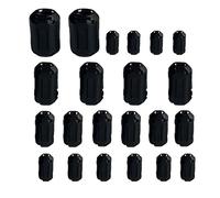 22PCS Clip-on Ferrite Ring Core Set-5 Sizes 3.5-13mm, EMI RFI Noise Suppressor for Cables, Black