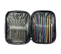 22pcs Crochet Hooks Set, Leather Case, Assorted Aluminium Needles 0.60mm 0.75mm 0.85mm 0.90mm 1mm 1.1mm 1.25mm 1.4mm 1.5mm 1.6mm 1.75mm 1.9mm 2mm 2.5mm 3mm 3.5mm 4mm 4.5mm 5mm 5.5mm 6mm 6.5mm