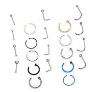 22Pcs Fashion Nose Rings Durable Stainless Steel Nose Piercing Jewelry Unique Chic Decors for Everyday Wear Comfortable and Elegant Design Hypoallergenic and Resistant