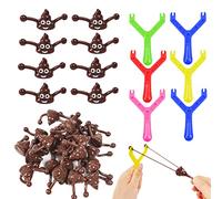 22pcs Funny Poo Slingshot Toy Set for Kids Adults,6 Sling with 16 Emoji Poo Mochi Squishy Toys,Poop Finger Shooting Slingshot Prank,Fun Mini Rubber Slingshot Flying Poop Toys Joke Toys Xmas Gifts