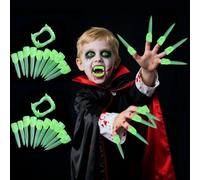22Pcs Halloween Vampire Fangs Vampire Teeth Set, 20Pcs Glow-in-The-Dark Zombie Fingers and 2Pcs Halloween Vampires Tooth for Halloweens Costume Decorative Props for Cosplay Party