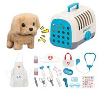 22Pcs Interactive Robot Dog Toys for Kids, Plush Walking Barking Dog Role Play Vet with Costume, Electronic Pet Toy with Dog Carrier, Veterinarian Playset for Kids/Toddlers 3 4 5 6+