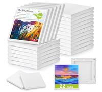 22PCS Mini Canvases for Painting - 5x5In Bulk Profile Small Square Canvases - 100% Cotton Mini Stretch Canvas for Children's Painting Art Supplies, School Home Decorating Projects
