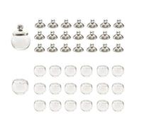 22Pcs Mini Empty Glass Globe Beads 18mm Wish Ball Bottles with 20Pcs Platinum Brass Bails Caps for Charm Pendants Jewelry Making