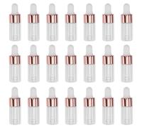 22pcs Mini Glass Dropper Vial 3ml 0.1oz for Essential Oil Sampling | Refillable, Leakproof Storage for Perfume and Aromatherapy, Visibility, Modern Chic Style