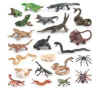 22PCS Mini Rainforest Animals Figures Animal Toys 2Inch Plastic Reptile Realistic Amphibian Figurines Frog Alligator Snake Life Cycle Diorama Supplies Party Favors Cake Topper For Boys Girls Kid