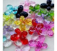 22pcs Mixcolor Acrylic Crystal Faceted Butterfly Beads 25mm ~Jewelry Making~