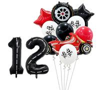 22pcs Race Car Birthday Party Decorations Car Foil Balloon Racing Car Themed Balloons with Helmet, Tire & Flag Designs 12yesr Birthday Decorations (black)