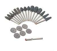 22Pcs Rubber Grinding Heads & Discs Set for Rotary Tools| Polishing Deburring Sanding Bits for Metal Glass Stone Curved Surfaces| Compatible with For Dremel