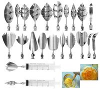 22Pcs Stainless Steel Gelatin Jelly Art Tools 3D, Flowers Leaves Moldes Para Gelatinas, Pudding-Nozzle Cake Needles Gelatin Tools