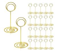 22Pcs Table Number Holders, 3.35 inch Place Card Holder Tabletop Number Stands, Elegant Wire Picture/Memo/Photo Holders Stands, Centerpiece Decorations for Weddings Party Restaurant Office (Gold)