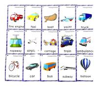 22Pcs Transportation Flash Cards, Learning First English Word Cards for Teacher/Autism Therapists Home school ESL Teaching Aid Materials, Tools