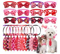 22Pcs Valentine's Day Bog Bow Tie, Adjustable Bow Ties Collars Necktie Set for Small Middle Large Cat Dog Holiday Party Wedding Pet Grooming Accessories (Spring)