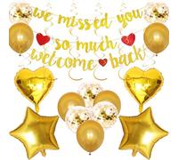 22pcs Welcome Home Decoration Back to School Season Decoration Welcome Home Banner Decorations 2 Love Balloons 2 Star Balloons 5 Glitter Balloon 5 Gold Balloon Suitable for Going Homes First Day of Sc