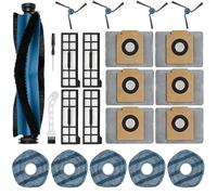 22Pcs X10 Pro Omni Replacement Accessory Kit for Eufy X10 Pro Omni Robot Vacuum Accessories, 1 Main Roller Brush, 6 Dust Bags, 5 Mop Pads, 4 Side Brushes, 4 HEPA Filters, 1 Screwdriver & 1 Clean Brush
