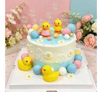 22PCS Yellow Duck Cake Decoration Duck Birthday Decorations Cute Little Duckie Cupcake Topper for Birthday Party Baby Shower Decorations