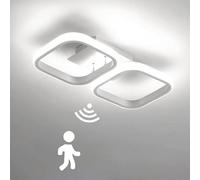 22W LED Ceiling Light with Motion Sensor - Modern Square Indoor Ceiling Lamp with Daylight Sensor for Hallway, Stairs, Living Room, Kitchen, Garage, Balcony, Veranda (3000K)