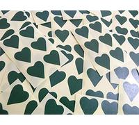 22x20mm Dark Green Heart Shaped Labels, 90 Self-Adhesive Colour Code Stickers, Sticky Hearts for Craft and Decoration