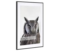 22x28 Metal Picture Frame with 18x24 Mat, Brushed Aluminum Finish, Tempered Glass Front, and Attached Hanging Hardware - Wall Display Frames for Vertical or Horizontal Orientation - Black