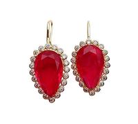 22x33mm Big Teardrop Red Quartz Crystal Dangle Hook Earrings For Women Luxury Jewelry