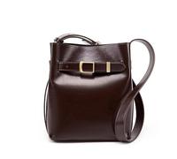 22x9x18cm Retro Leather Women's Bag,Leather Shoulder Crossbody Bag,Fashionable Bucket Bag(For Daily Essentials like Makeup Mirror,Phone)