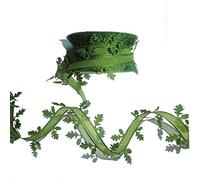 22Yards Green Leaves Leaf Ribbon, Mini Leaf Wired Ribbon Garland, Grass Olive Green Leaves Leaf Ribbon Trim Rope for DIY Craft Party Wedding Home Decoration (Green Ribbon)