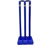 22YardsPro 22YARDPRO Cricket Stumps with Base - Heavy Duty Plastic Cricket Wickets with Bails, Stable Cricket Stump Set for Practice, Training, Backyard & Nets (Blue, Senior (Full Size))