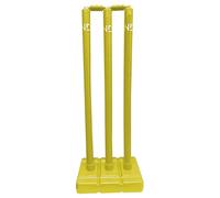 22YardsPro 22YARDPRO Cricket Stumps with Base - Heavy Duty Plastic Cricket Wickets with Bails, Stable Cricket Stump Set for Practice, Training, Backyard & Nets (Yellow, Junior (Size 5))