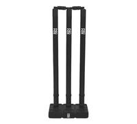 22YardsPro Cricket Stumps with Base - Durable Plastic Cricket Wickets Set with Bails, High Visibility Training Stumps for Practice, Nets & Matches (Black, Senior (Full Size) - Pack 1)