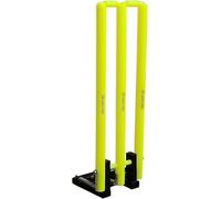 22YardsPro Cricket Wickets with Bails & Metal Base - Durable & Weather-Resistant Cricket Stumps Set for Training & Matches - Available in Green & Yellow (Yellow)