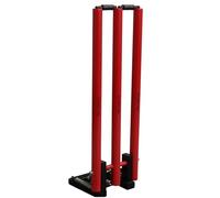 22YardsPro Cricket Wickets with Bails & Metal Base - Durable & Weather-Resistant Cricket Stumps Set for Training & Matches - Available in Green & Yellow (Red)
