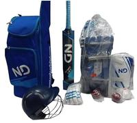 22YardsPro ND Cricket Kit 11pc Set Bat Ball Pad Leg Guard Glove BAT Boys Youths Mens UK (Mens)