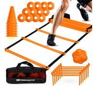 22YardsPro ND Sports Football Speed & Agility Training Kit - Complete Training Equipment Set with Agility Ladder, 6x Hurdles, 6x Traffic Cones, 20x Disc Markers & Durable Carry Bag