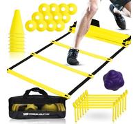 22YardsPro ND Sports Football Speed & Agility Training Kit - Complete Training Equipment Set with Agility Ladder, 6x Hurdles, 6x Traffic Cones, 20x Disc Markers & Durable Carry Bag