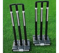 22YardsPro ND Sports Wicket Stumps with Bail - Durable, Lightweight & Portable Cricket Set for All Surfaces | Indoor & Outdoor Use | Includes Mesh Carry Bag (Black, Senior (Full Size) - Pack 2)