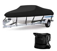 23-24 ft Waterproof Boat Cover - Heavy Duty Oxford Bass Runabout Boat Cover, All Weather Outdoor Protection Fit V-Hull Runabouts Outboards and I/O Bass Boats | Black