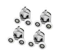 23/25/27mm Zinc Alloy Double-Wheel Sliding Shower Door Roller Bearing Wheel Runners Replacement for 12-14mm Glass for Enclosures, Bathroom Curved Sliding Doors(4pcs Down,27mm)
