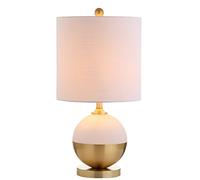 23.5" Ceramic/Metal LED Table Lamp, White/Brass, Modern, Bulb Included