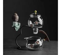 23.5cm Glass Magnetic Semi-automatic Tea Set Lazy Teaware with Buddha Decoration Kungfu Tureen Teapot