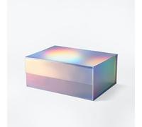 23.5x17x10cm Geoto A5 Deep Size Gift Wrapping Box, Magnetic Closure Collapsible White Black Magnet Gift Packaging Box(Holographic)