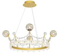 23.6" Gold Crystal Flower Chandelier With String Filament Glass Ball Princess Crown Chandelier For Girls Bedroom Dimmable LED Ceiling Pendant Light Fixture For Kids Room Dining Room