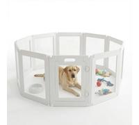 23.6“ H Free Angle Plastic Dog Playpen, 8Pcs Lightweight & Easy Assemble Playpen Divider, Durable Safety Play Pen Indoors, Puppy, Cat, Small Animal (White, 23.6" H, 10)