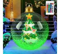 23.6 in Giant Inflatable Christmas Balls with Light, Christmas Inflatable Balls, Thickened PVC, Inflating Theme Ornament Ball for Outdoor Indoor Decor (B)