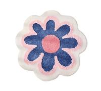 23.6 Inch Cute Flower Bath Mat Pink Floral Bathroom Rugs Soft Flower Bathroom Mat Washable Bath Mats for Bathroom Shower Bathtub Mat Small Bath Rugs Gifts for Women(Blue)