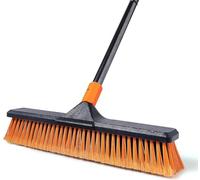 23.6 inch Garden Push Broom Outdoor for Floor Cleaning with Extendable Long Handle, Stiff Bristle Heavy Duty Broom for Bathroom, Kitchen, Tub, Tile, Patio, Deck, Concrete, Industrial