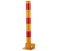 23.6 Inch Safety Bollard Folding Parking Blocker Traffic Tube Pole Barrier with Lock Car Parking Lots Protection Posts Driveway Barrier Safety(Red Yellow,1pcs)