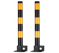 23.6 Inch Safety Bollard Folding Parking Blocker Traffic Tube Pole Barrier with Lock Car Parking Lots Protection Posts Driveway Barrier Safety(Black Yellow,2pcs)