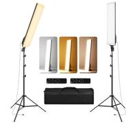 23.6" LED Video Light 2-Pack Full Screen Photography Lighting Kit 2500-7500K Dimmable Photo Studio Light Streaming Light with Remote Control & 6.5ft Stand for Filming YouTube TikTok Video Gaming