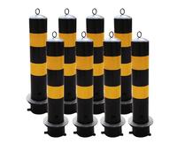 23.6" Safety Bollard Post - Heavy Duty Steel Parking Barrier with Reflective Tape & Anchor Bolts, Durable Construction Safety Bollards (8PCS, Yellow)